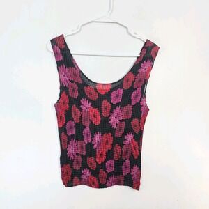 Impressions Black Pink Floral Bubble Y2K Whimsygoth Dark Romantic Tank Top Sz M